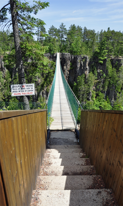 the 300 foot long suspension bridge